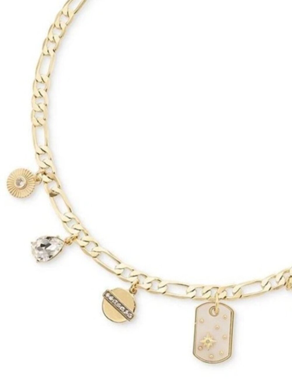 ON 34th Gold Disc, Dog Tag, Flower, Heart, Pearl, Teardrop Charms Necklace - Picture 3 of 7